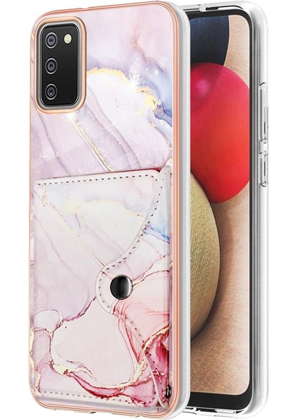 Samsung Galaxy A02S Ince Cüzdan Yumuşak Tpu Tampon Kart Yuvaları Mermer (Yurt Dışından)