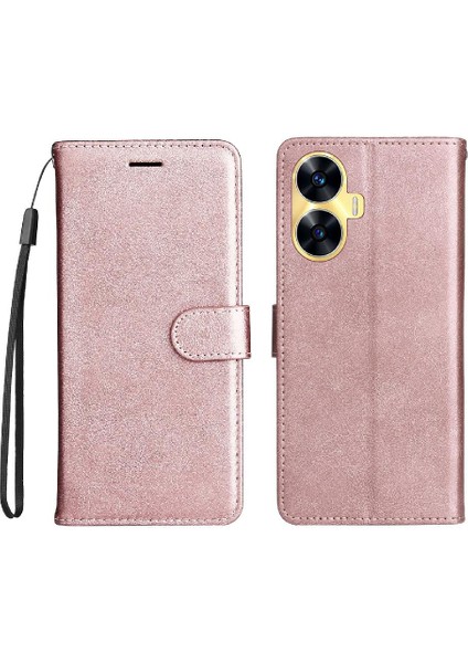 Realme C55 4g Yüksek Kalite Deri Klasik Düz Renk Için Flip Case (Yurt Dışından)