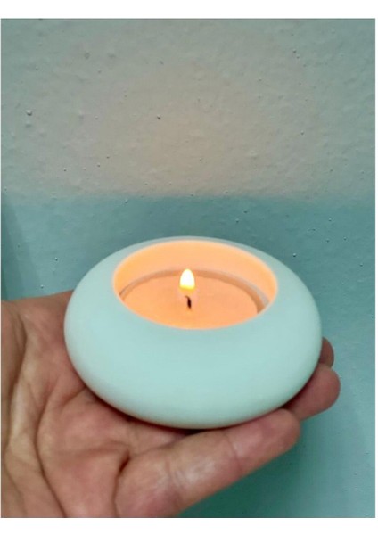 Tealight Silikon Kalıp Modern Tasarım 7 cm Beyaz ve Pembe Renkli Dekoratif Obje