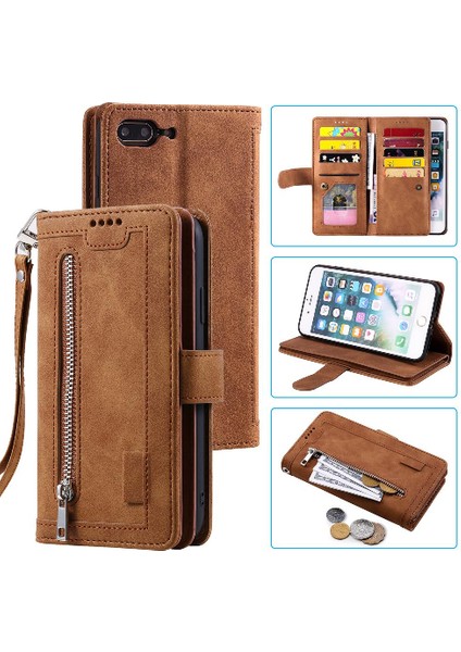 Iphone 7 Için Flip Case Artı/8 Artı Kordon Cüzdan Kickstand Pu Deri 9 (Yurt Dışından)