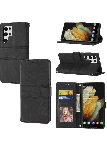 Samsung Galaxy S23 Ultra Darbeye Koruyucu Cüzdan Kılıf Için Flip Case (Yurt Dışından)