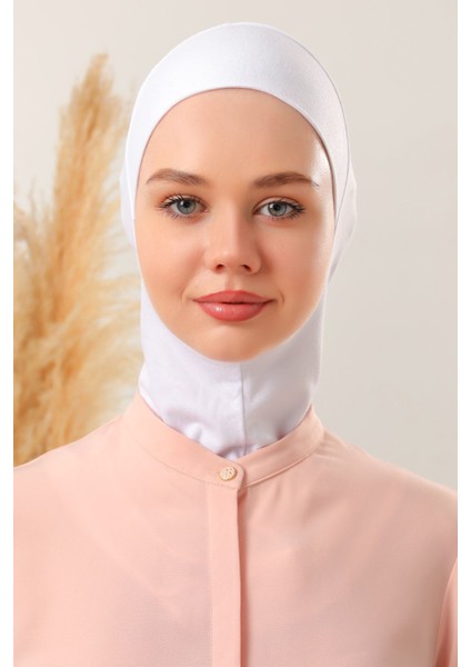 Kadın Tesettür Boyunluklu Hijab Spor Bone Beyaz modelleri