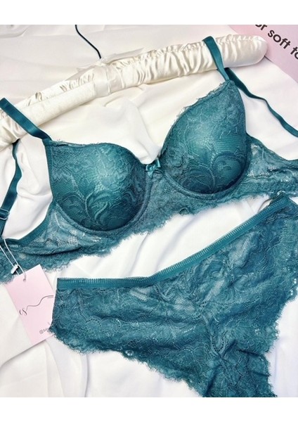 Es Lingerie Mona Dark Green Sütyen Takımı Destekli