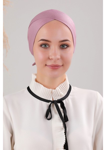 Bağlamalı Dikişsiz Çapraz Bone Pudra