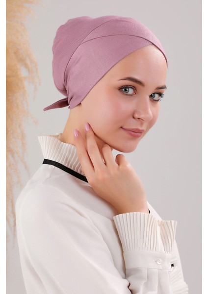 Bağlamalı Dikişsiz Çapraz Bone Pudra