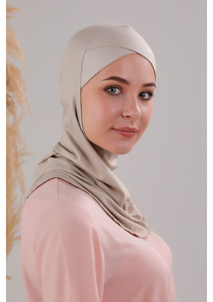 Tesettür Hijab Çapraz Deniz Havuz Spor Boyunluklu Penye Bone Taş Rengi fiyatları
