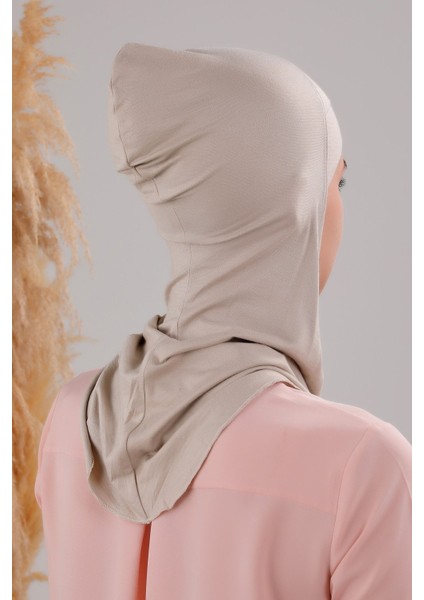Tesettür Hijab Çapraz Deniz Havuz Spor Boyunluklu Penye Bone Taş Rengi modelleri