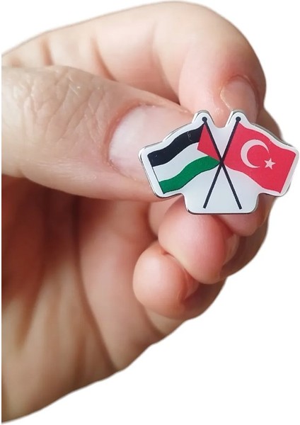Damla Etiket Filistin Türkiye Flamalı Metal Yaka Rozeti 1 Adet