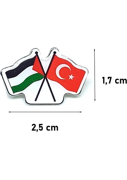 Damla Etiket Filistin Türkiye Flamalı Metal Yaka Rozeti 1 Adet