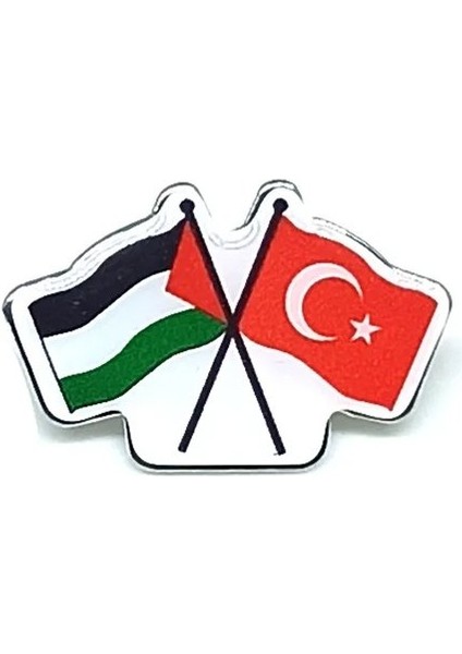 Damla Etiket Filistin Türkiye Flamalı Metal Yaka Rozeti 1 Adet
