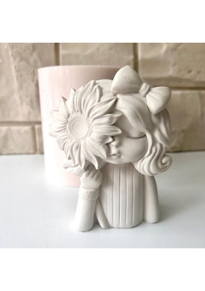 Papatyalı Kız Saksı Silikon Kalıp