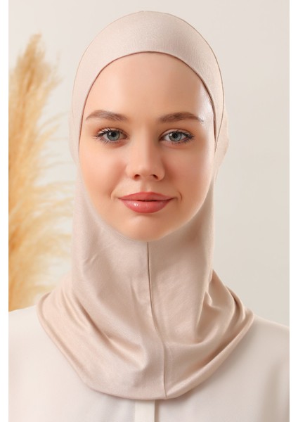 Kadın Tesettür Boyunluklu Hijab Spor Bone Taş Rengi