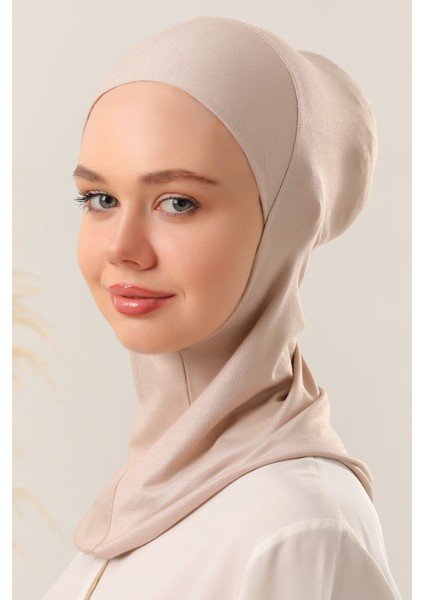 Kadın Tesettür Boyunluklu Hijab Spor Bone Taş Rengi fiyatları