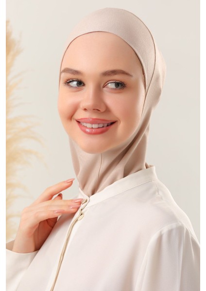 Kadın Tesettür Boyunluklu Hijab Spor Bone Taş Rengi modelleri