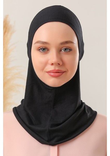 Kadın Tesettür Boyunluklu Hijab Spor Bone Siyah