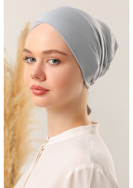 Bağlamalı Dikişsiz Çapraz Bone Açık Gri fiyatları