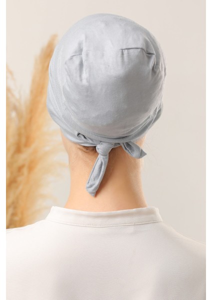 Bağlamalı Dikişsiz Çapraz Bone Açık Gri fırsatları