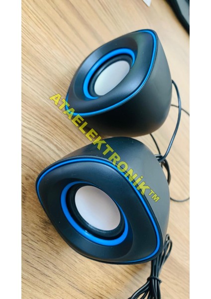 Ata Elektronik Kaliteli 2.0 Mini Taşınabilir Multimedya USB Kablolu 6W Speaker Hoparlör 1+1