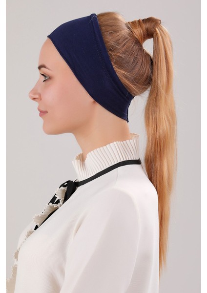 Sihirli Yapışkanlı Kaymayan Bandana Spor Bone Lacivert