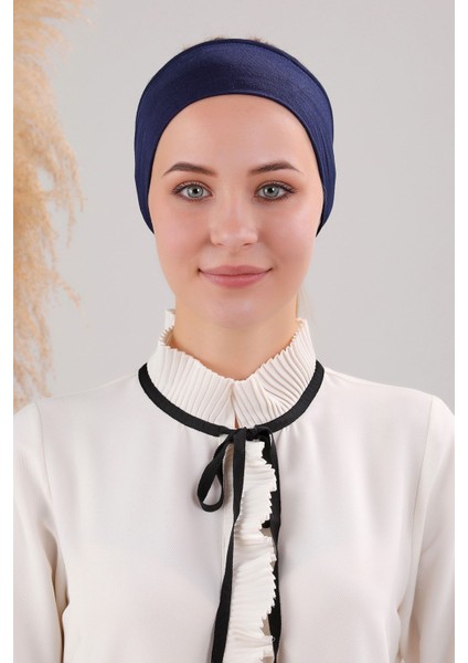 Sihirli Yapışkanlı Kaymayan Bandana Spor Bone Lacivert