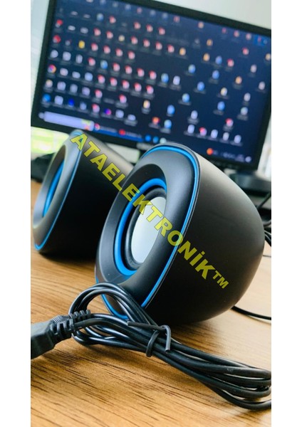Kaliteli Sağlam Ürün - Bilgisayar Hoparlörü Pc Laptop Notebook Telefon Hoparlör 3.5 mm Jack USB Speaker 1+1 Ses Sistemi 2.0 Mini Taşınabilir Multimedya USB Kablolu 6W Speaker Hoparlör 1+1