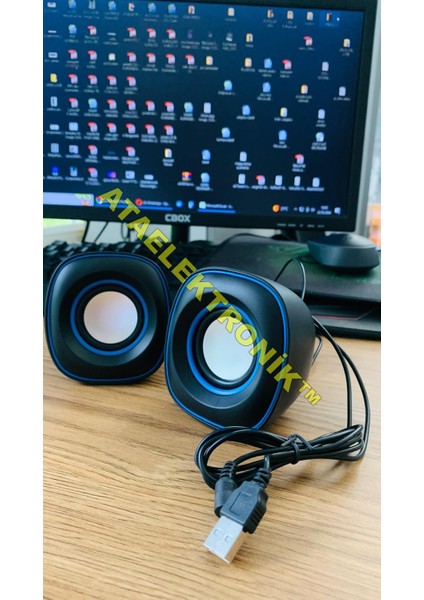Kaliteli Sağlam Ürün - Bilgisayar Hoparlörü Pc Laptop Notebook Telefon Hoparlör 3.5 mm Jack USB Speaker 1+1 Ses Sistemi 2.0 Mini Taşınabilir Multimedya USB Kablolu 6W Speaker Hoparlör 1+1