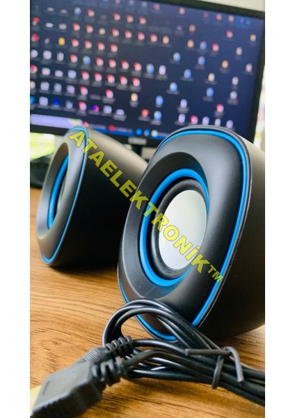 Kaliteli Sağlam Ürün - Bilgisayar Hoparlörü Pc Laptop Notebook Telefon Hoparlör 3.5 mm Jack USB Speaker 1+1 Ses Sistemi 2.0 Mini Taşınabilir Multimedya USB Kablolu 6W Speaker Hoparlör 1+1