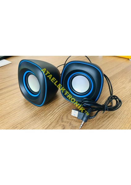 Kaliteli Sağlam Ürün - Bilgisayar Hoparlörü Pc Laptop Notebook Telefon Hoparlör 3.5 mm Jack USB Speaker 1+1 Ses Sistemi 2.0 Mini Taşınabilir Multimedya USB Kablolu 6W Speaker Hoparlör 1+1