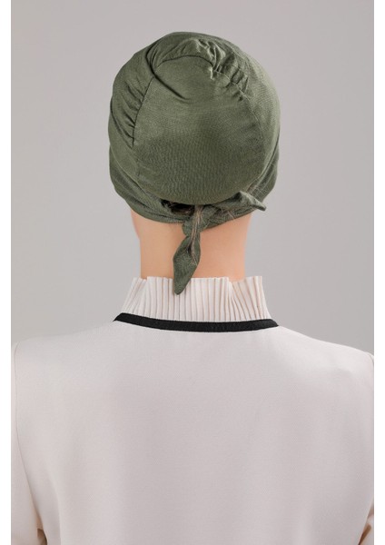 Tesettür Geçmeli Bağcıklı Viskon Likralı Bone Haki fırsatları