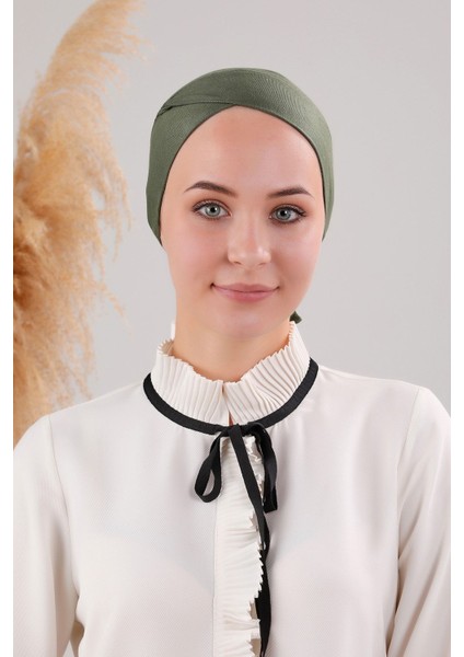 Bağlamalı Dikişsiz Çapraz Bone Haki