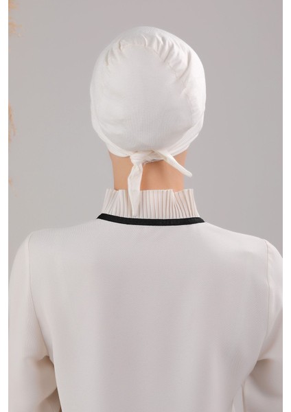 Bağlamalı Dikişsiz Çapraz Bone Ekru fırsatları