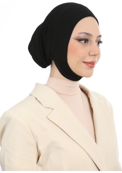 Kadın Tesettür Geniş Hacimli Pratik Ense ve Çene Altından Geçmeli Kaymayan Bone Koyu Gri modelleri