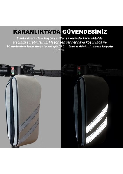 Microcase Taşınabilir Su Geçirmez 3 Bölmeli Geniş Iç Hacimli Flaşörlü Scooter Bisiklet Çantası AL4249