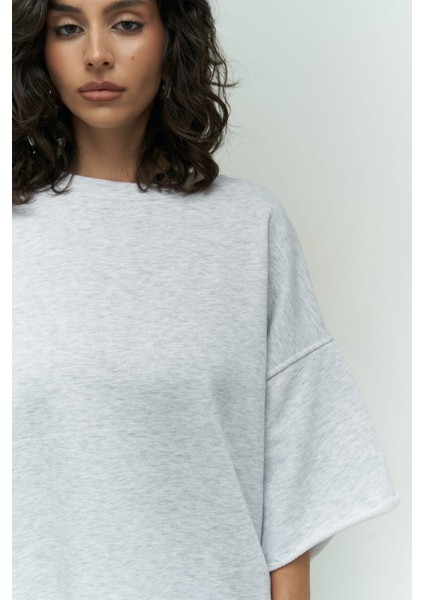 Karmelanj Oversize T-Shirt Yırtıklı Eşofman Takım