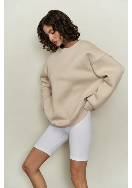Maico Bej Oversize Sweatshirt