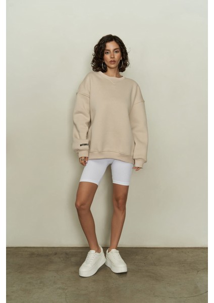 Maico Bej Oversize Sweatshirt