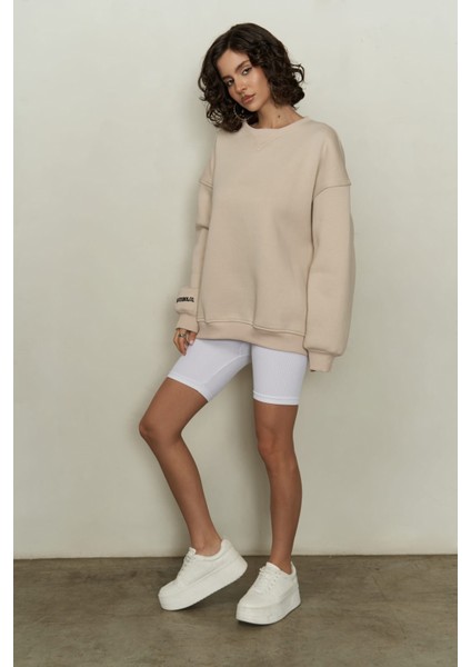 Maico Bej Oversize Sweatshirt