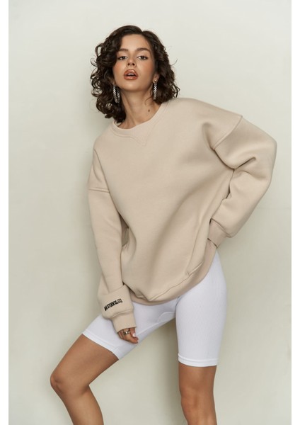 Maico Bej Oversize Sweatshirt