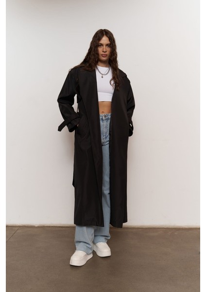 Femme Siyah Oversize Trençkot