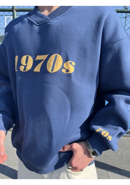 1970S Indigo Oversize Unisex Sweatshirt