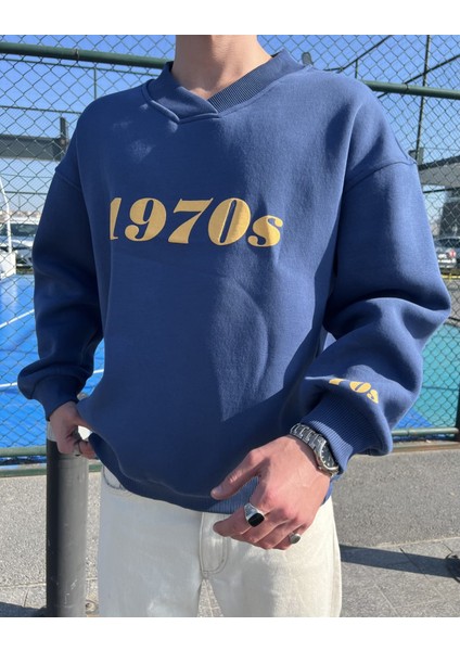 1970S Indigo Oversize Unisex Sweatshirt