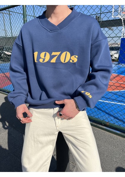 1970S Indigo Oversize Unisex Sweatshirt