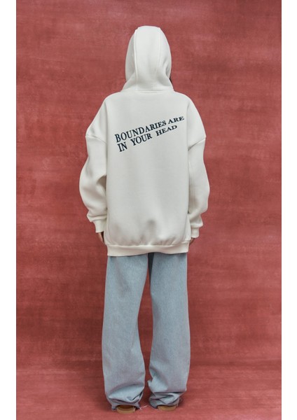 Boundaries Beyaz Mavi Hoodie Sweatshirt