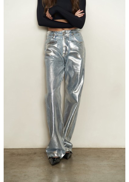Marla Gümüş Basic Kot Pantolon