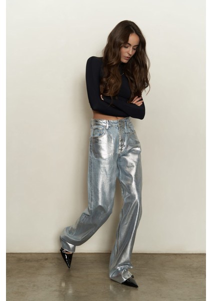 Marla Gümüş Basic Kot Pantolon