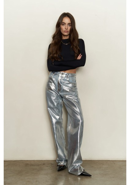 Marla Gümüş Basic Kot Pantolon