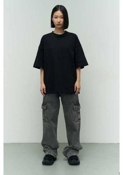 Collection Eat Sleep Siyah Oversize T-Shirt