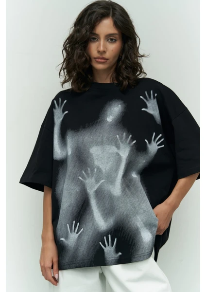 Collection Ghost Siyah Oversize T-Shirt