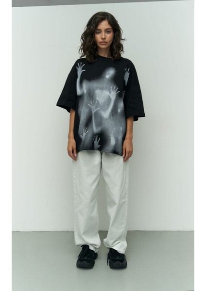 Collection Ghost Siyah Oversize T-Shirt