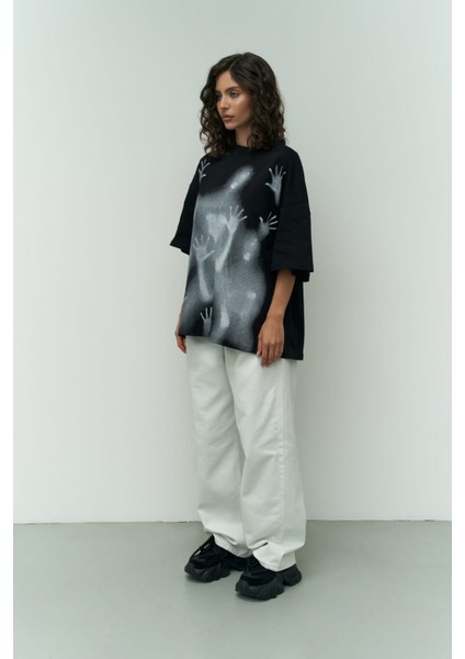 Collection Ghost Siyah Oversize T-Shirt